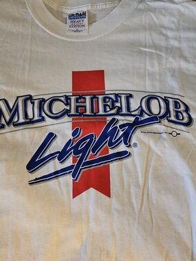 2001 Michelob Light Graphic Tee - White with Red & Blue Logo